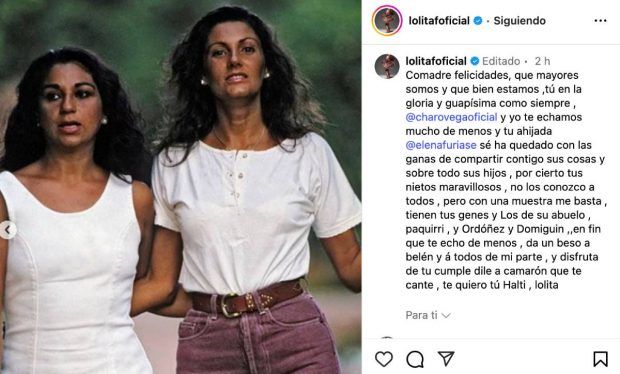 Esta ha sido la felicitación de Lolita Flores a Carmina Ordóñez el día que habría celebrado su 70 cumpleaños. (Foto: Redes sociales)