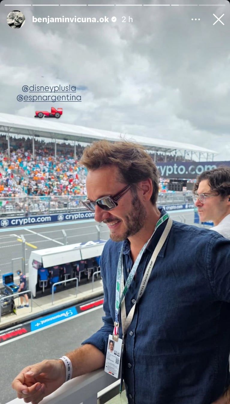 Benjamín Vicuña en el Gran Premio de Miami de la Fórmula 1 (Foto: Captura de Instagram)