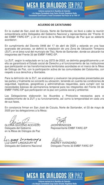 Comunicación de la mesa conjunta
