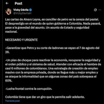 Vicky Dagged escribió y mensaje