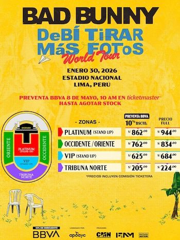 Precios para el concierto