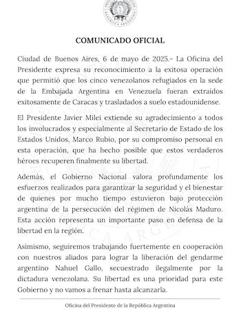 El comunciado de la oficina