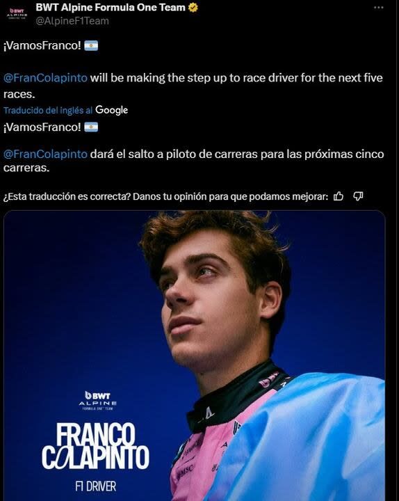 Anuncio oficial de Alpine