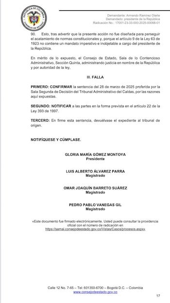 El Consejo de Estado resolvió
