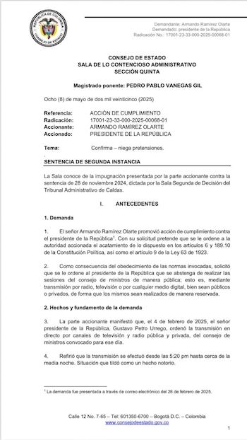 El Consejo de Estado resolvió