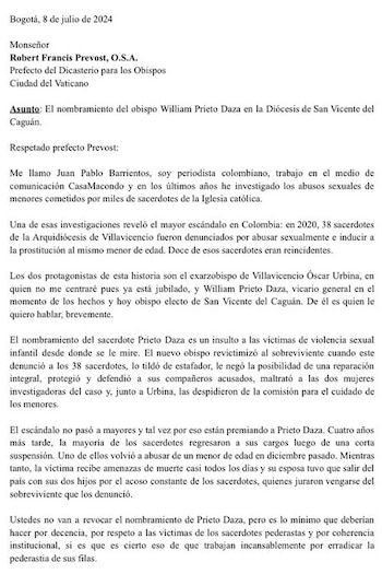 Carta de Barriento a hoy