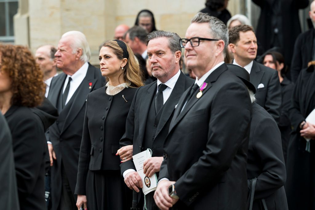 Magdalena de Suecia y Chris O'Neill en el funeral de Andrés de Saxony-Coburg-Gotha
