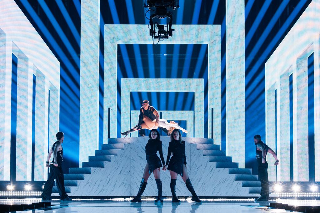 El primer ensayo de Melody en Eurovisión 2025 en el escenario de St. Jakobshalle de Basel