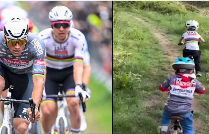 Dos niños recrean la rivalidad de Pogacar y Van der Poel -.