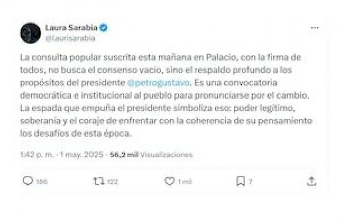 Laura Sarabia brilló por su ausencia, pero dejó un mensaje fuerte durante el día en que Gustavo Petro resolvió la consulta popular.
