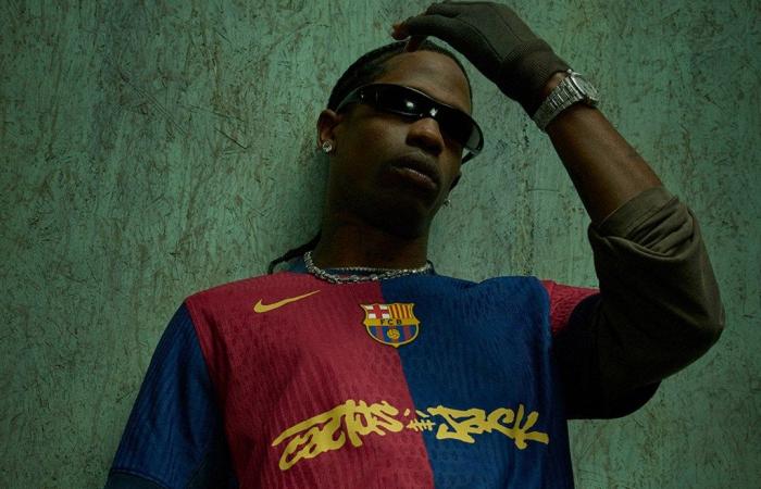 Travis Scott lanza la camiseta T de edición limitada del FC Barcelona -.