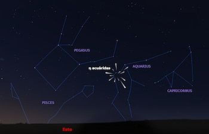 La lluvia Eta de Meteoros Aquáridas deslumbrará esta noche con hasta 50 estrellas fugaces por hora.