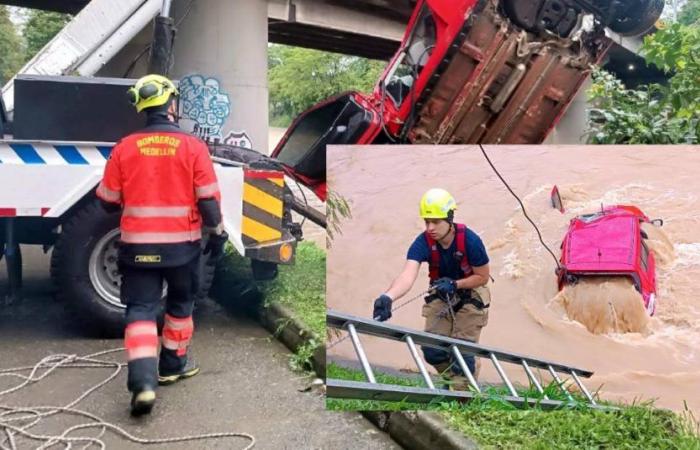 Auto cayó al río Medellín con dos ocupantes