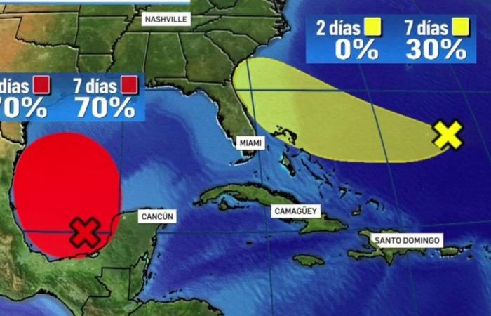 NHC monitorea dos áreas en el Golfo de México y el este de Florida – Telemundo Miami (51) – .