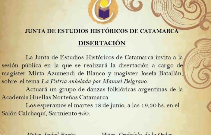 Invitan a disertación sobre la Patria añorada por Manuel Belgrano
