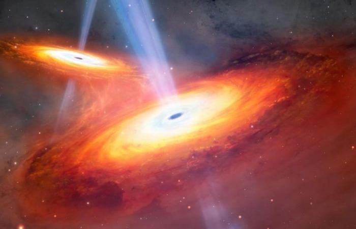 Encuentran el par de quásares fusionados más distante, 900 millones de años después del Big Bang