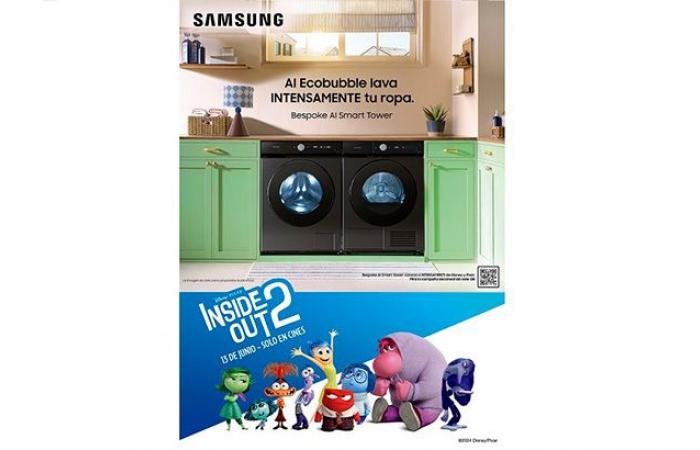 Samsung se asocia con Disney y Pixar para lanzar un video dedicado a su lavadora y secadora BESPOKE Smart Tower AI junto con “Inside Out 2” –.