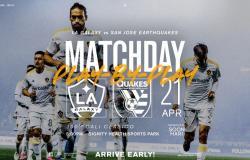 “LA Galaxy anuncia detalles de la programación del partido en casa contra San Jose Earthquakes el domingo 21 de abril -“.
