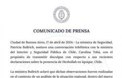 Patricia Bullrich tuvo que llamar al gobierno de Chile y pedir disculpas por sus comentarios sobre Hezbollah