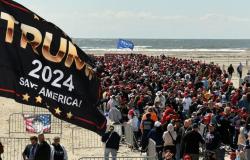 Escena salvaje en la playa de Jersey Shore espera la llegada del mitin del expresidente Trump