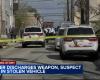 “Un oficial de Filadelfia dispara durante una pelea con un sospechoso de robo de SUV en West Dakota Street”.
