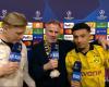 Jamie Carragher realiza una divertida entrevista posterior al partido con Jadon Sancho después de beber ‘ocho pintas’ con el Muro Amarillo durante la victoria del Borussia Dortmund sobre el PSG.