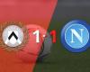 Reparto de puntos en el empate 1-1 entre Udinese y Napoli